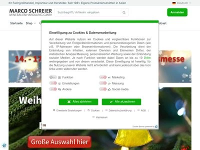 Website von Marco Schreier Mineralienhandlung GmbH