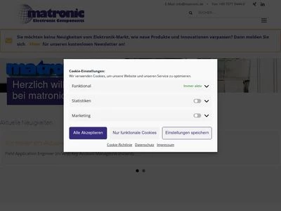 Website von matronic GmbH & Co. Electronic Vertriebs KG