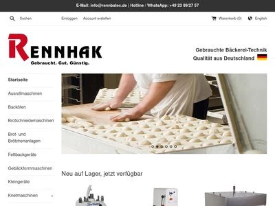 Website von Rennhak Bäckerei-Technik GmbH