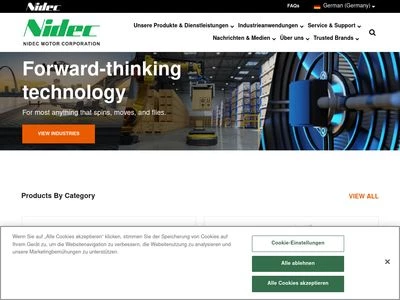 Website von Nidec Deutschland GmbH