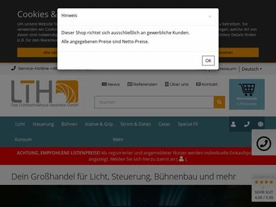 Website von LTH - Das Lichttechnikhaus Vertriebs GmbH