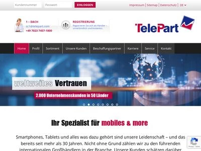 Website von TelePart Distribution GmbH