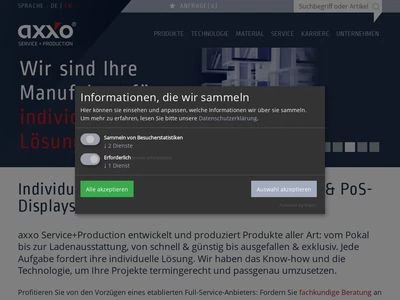 Website von axxo Service+Production GmbH