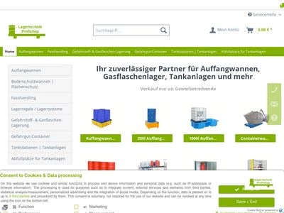 Website von Lagertechnik Profishop