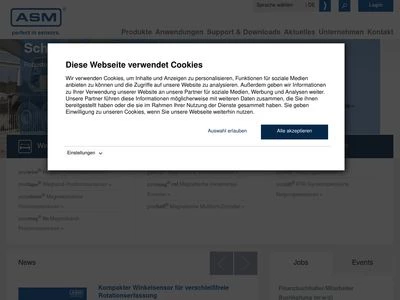 Website von ASM Automation Sensorik Messtechnik GmbH