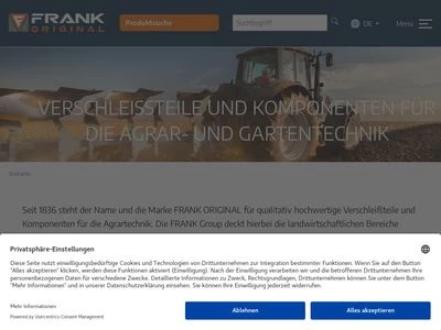 Website von FRANK Walz- und Schmiedetechnik GmbH