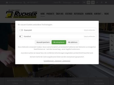 Website von RUCHSER Fensterbaumaschinen Gesellschaft mit beschränkter Haftung