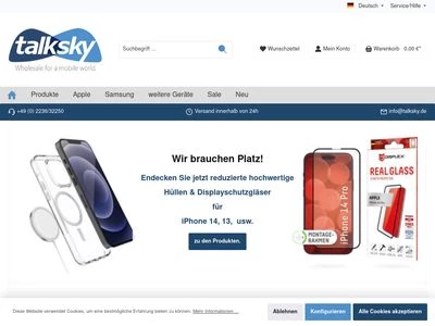 Website von Talksky Großhandels GmbH