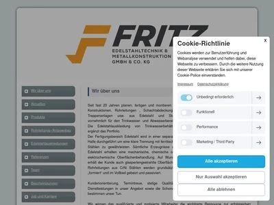 Website von Edelstahltechnik und Metallkonstruktionen GmbH & Co.KG