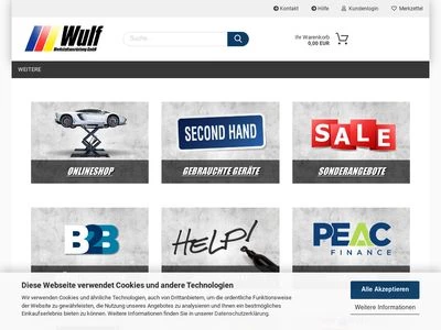 Website von Wulf Werkstattausrüstung GmbH