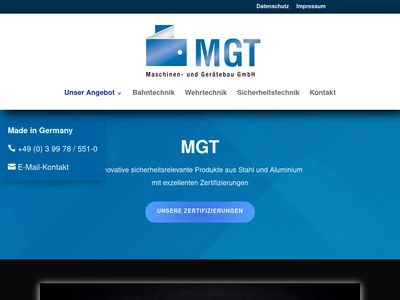 Website von MGT Maschinen- und Gerätebau GmbH