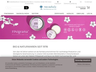 Website von Treibholz Bio & Naturwaren GmbH