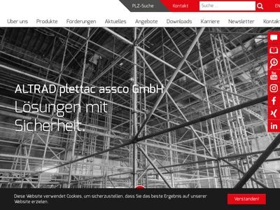 Website von ALTRAD PLETTAC ASSCO GMBH