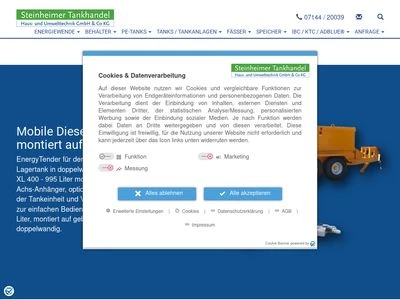 Website von Steinheimer Tankhandel Haus- und Umwelttechnik GmbH & Co. KG