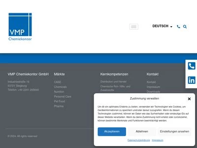 Website von VMP Chemiekontor GmbH