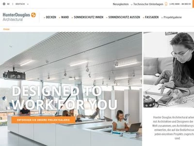 Website von Hunter Douglas Architectural GmbH