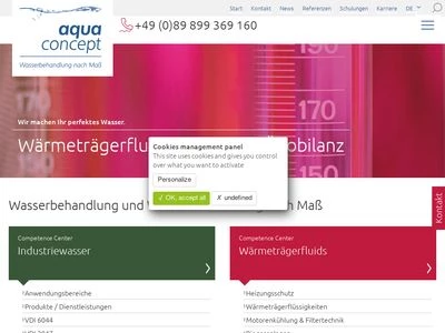 Website von Aqua-Concept Ges. für Wasserbehandlung mbh