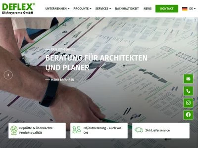 Website von DEFLEX ® -Dichtsysteme GmbH