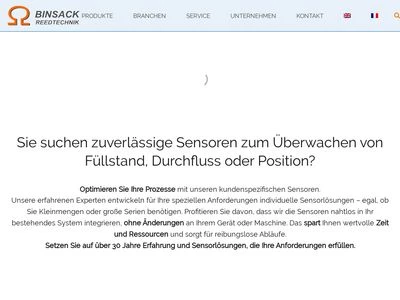 Website von Binsack Reedtechnik GmbH