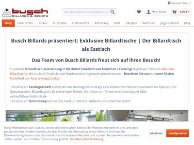 Website von Busch Billards & Sports