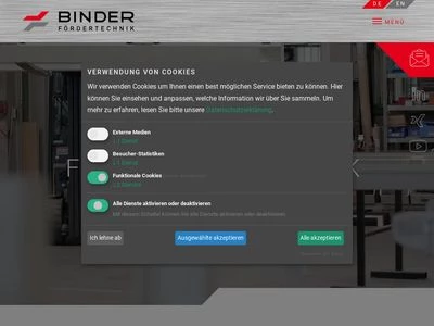 Website von BINDER GmbH