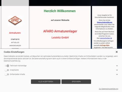 Website von AFARO Armaturenlager LEISTRITZ GmbH