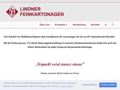 Website von Lindner Feinkartonagen GmbH & Co.KG