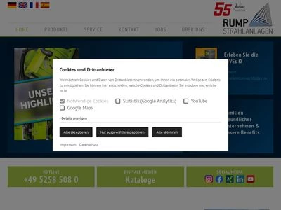 Website von RUMP STRAHLANLAGEN GmbH & Co. KG