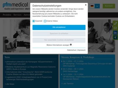 Website von pfm medical ag