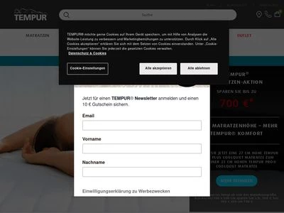 Website von Tempur Sealy DACH GmbH