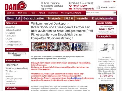 Website von Dank Sportgeräte GmbH