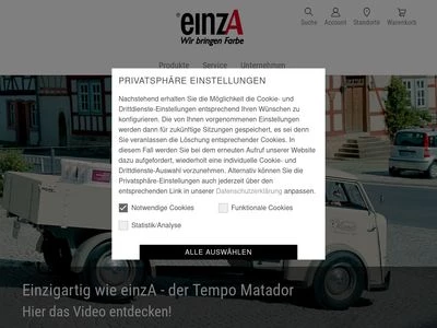 Website von einzA Farben GmbH & Co KG