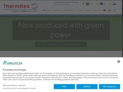 Website von ThermHex Waben GmbH