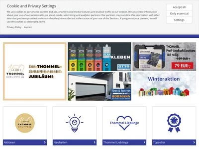 Website von Thommel Industrie- & Handwerkerbedarf GmbH
