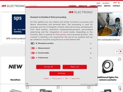 Website von ipf electronic gmbh