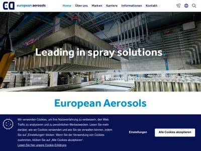 Website von European Aerosols GmbH