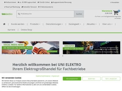 Website von UNI ELEKTRO Fachgroßhandel GmbH & Co. KG