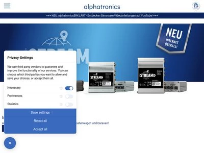 Website von alphatronics GmbH