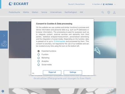 Website von ECKART GmbH