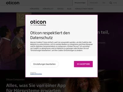 Website von Oticon GmbH