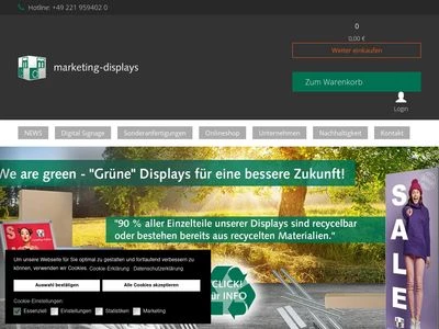 Website von marketing-displays Produktionsgesellschaft für Werbe- und Verkaufsförderungssysteme mbH & Co. KG