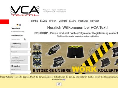 Website von  VCA Textil