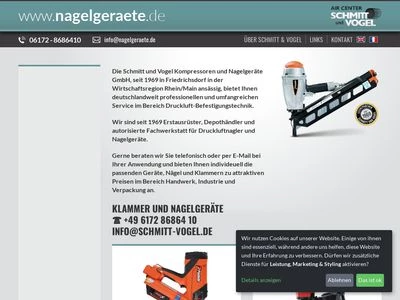 Website von Schmitt und Vogel - Kompressoren + Nagelgeräte GmbH