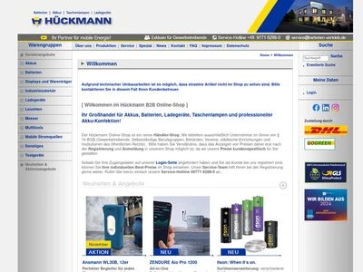 Website von Batterien-Vertrieb Winfried Hückmann GmbH