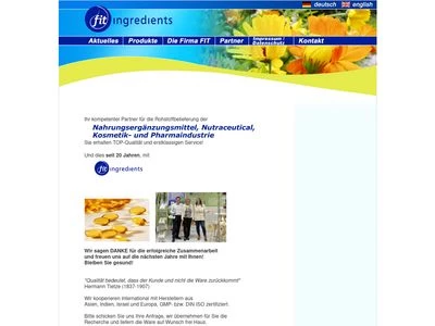 Website von Fit Ingredients GmbH