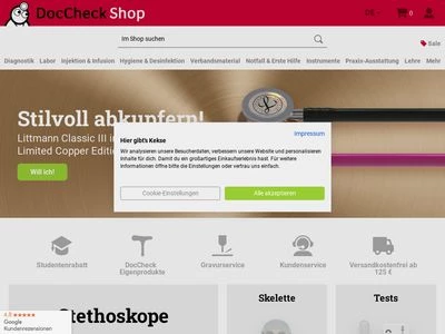 Website von DocCheck Shop GmbH