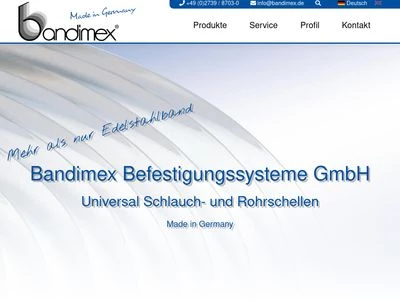 Website von Bandimex Befestigungssysteme GmbH