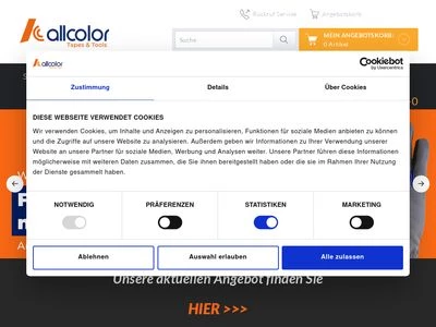 Website von allcolor Malerbedarf GmbH