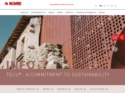 Website von KME Germany GmbH & Co. KG