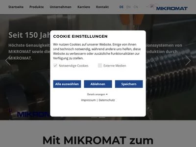 Website von Mikromat GmbH